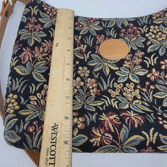 MILLE FLEUR SAUVAGE FRENCH FLORAL TAPESTY COTTON PURSE HANDBAG RARE EUC - Picture 9 of 10